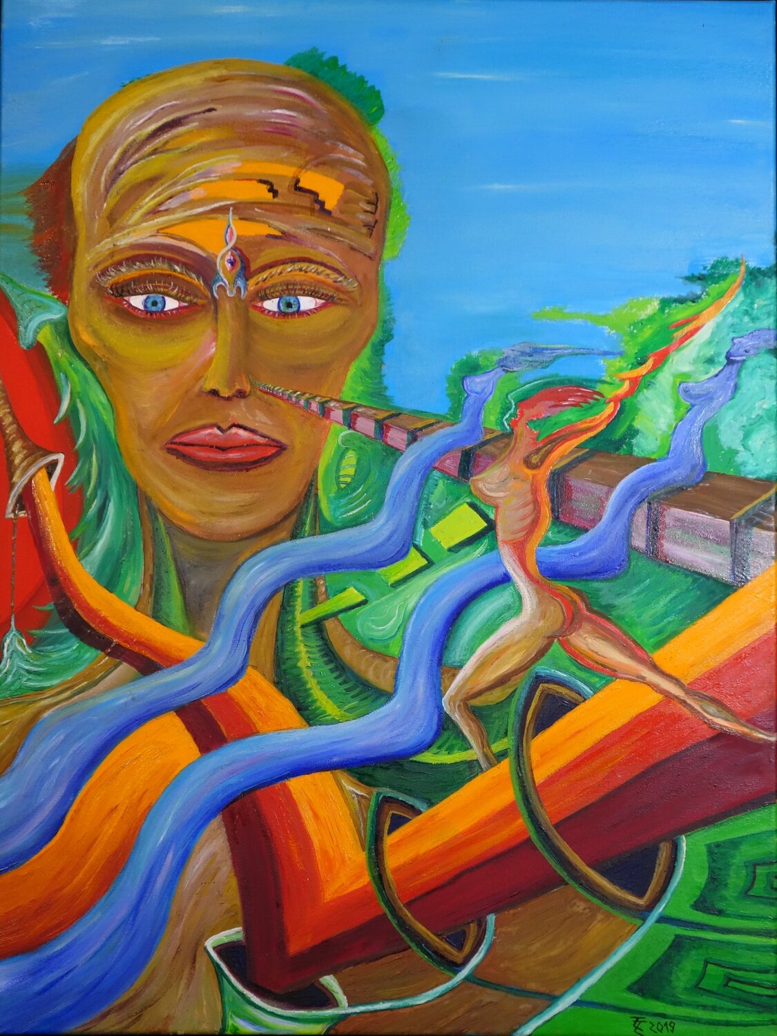 Present Awareness Tilo Tscheulin Original painting for sale