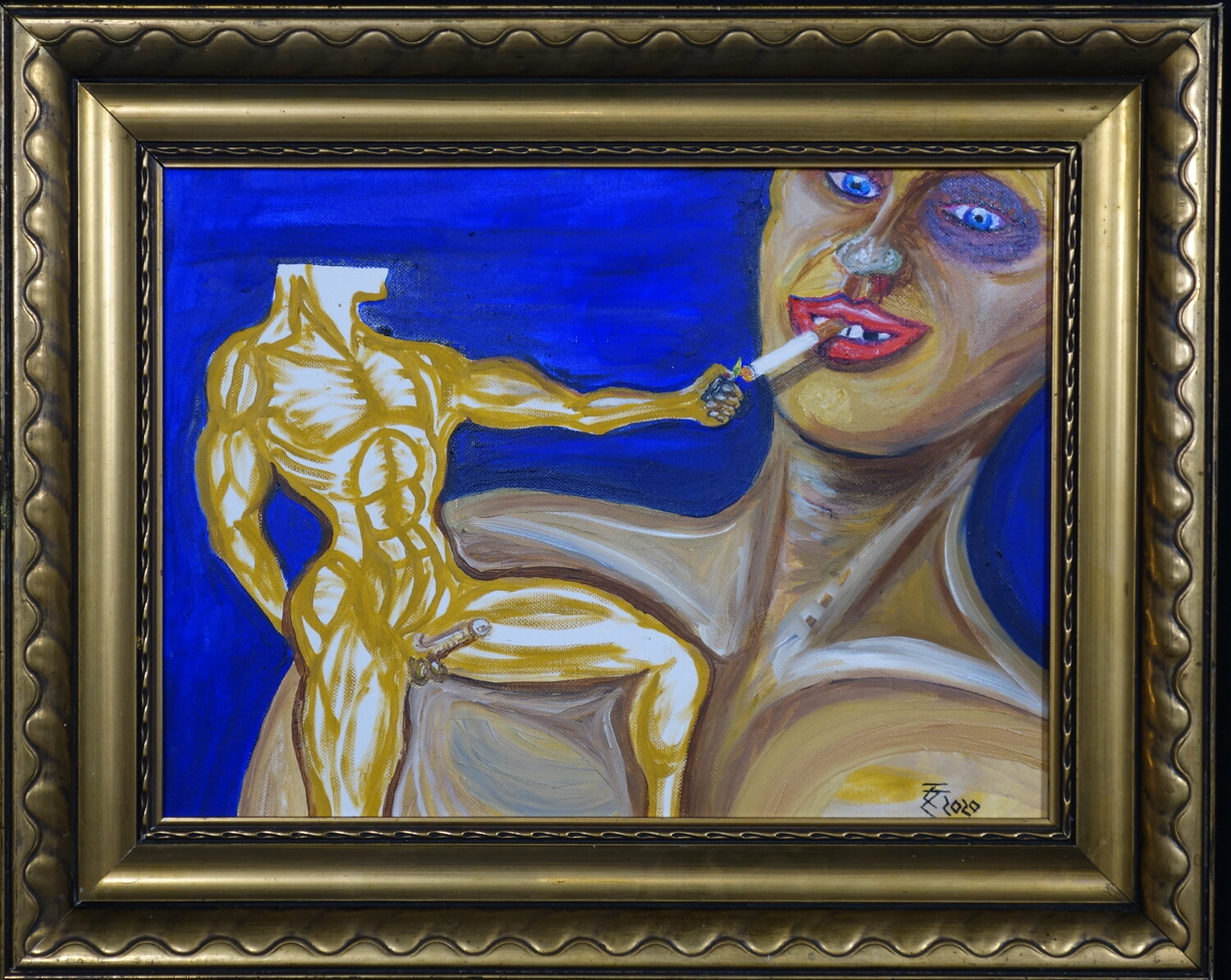 My Ego --- Asking for a cigarette after another epic battle Tilo Tscheulin Original painting for sale
