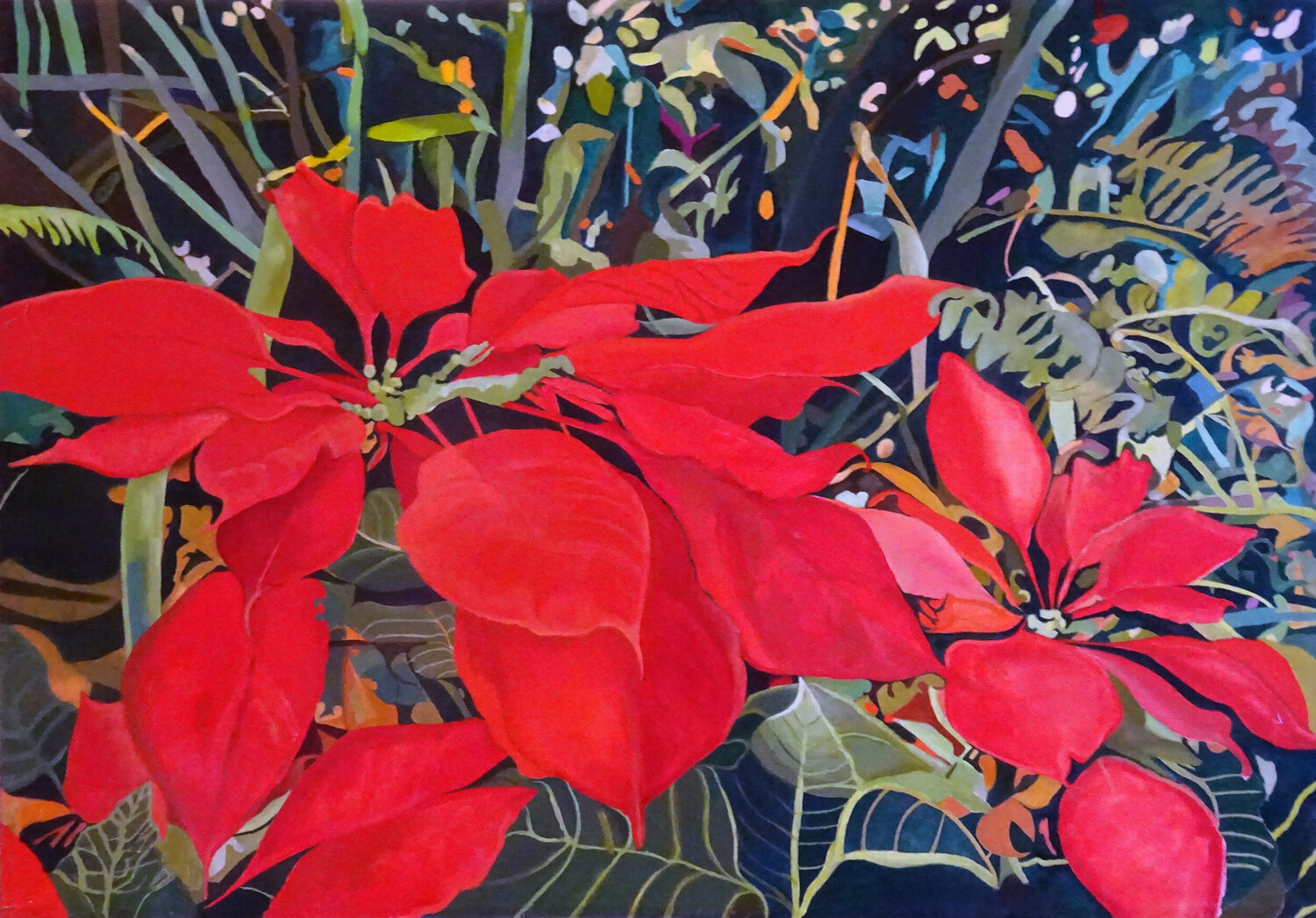 Poinsettia Moorland Productions (Kenneth Hay / Seetha A) Original painting for sale