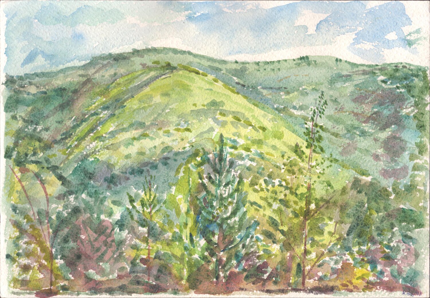 La Brousse, le Lot, France Moorland Productions (Kenneth Hay / Seetha A) Original painting for sale