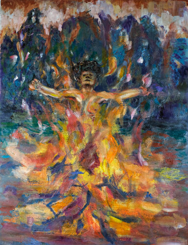 Donna con il fuoco by Elidon Mucaj, Painting for Sale on Select