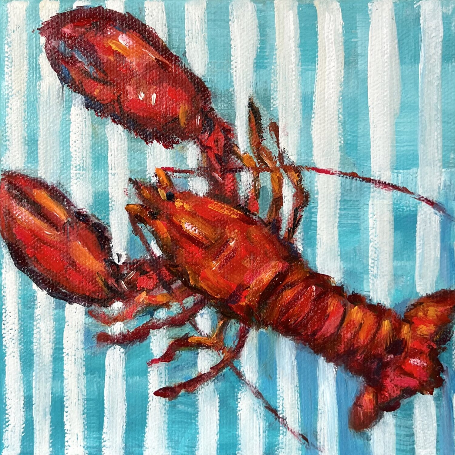 Harbour Red - Lobster Portrait Rita Hsu Original painting for sale