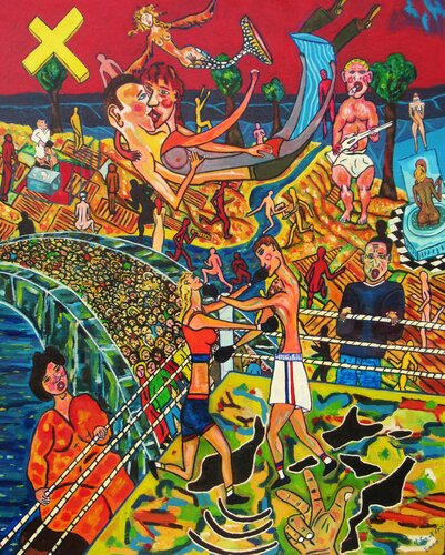 Le combat by Christian Saint Marc, Painting for Sale on Select