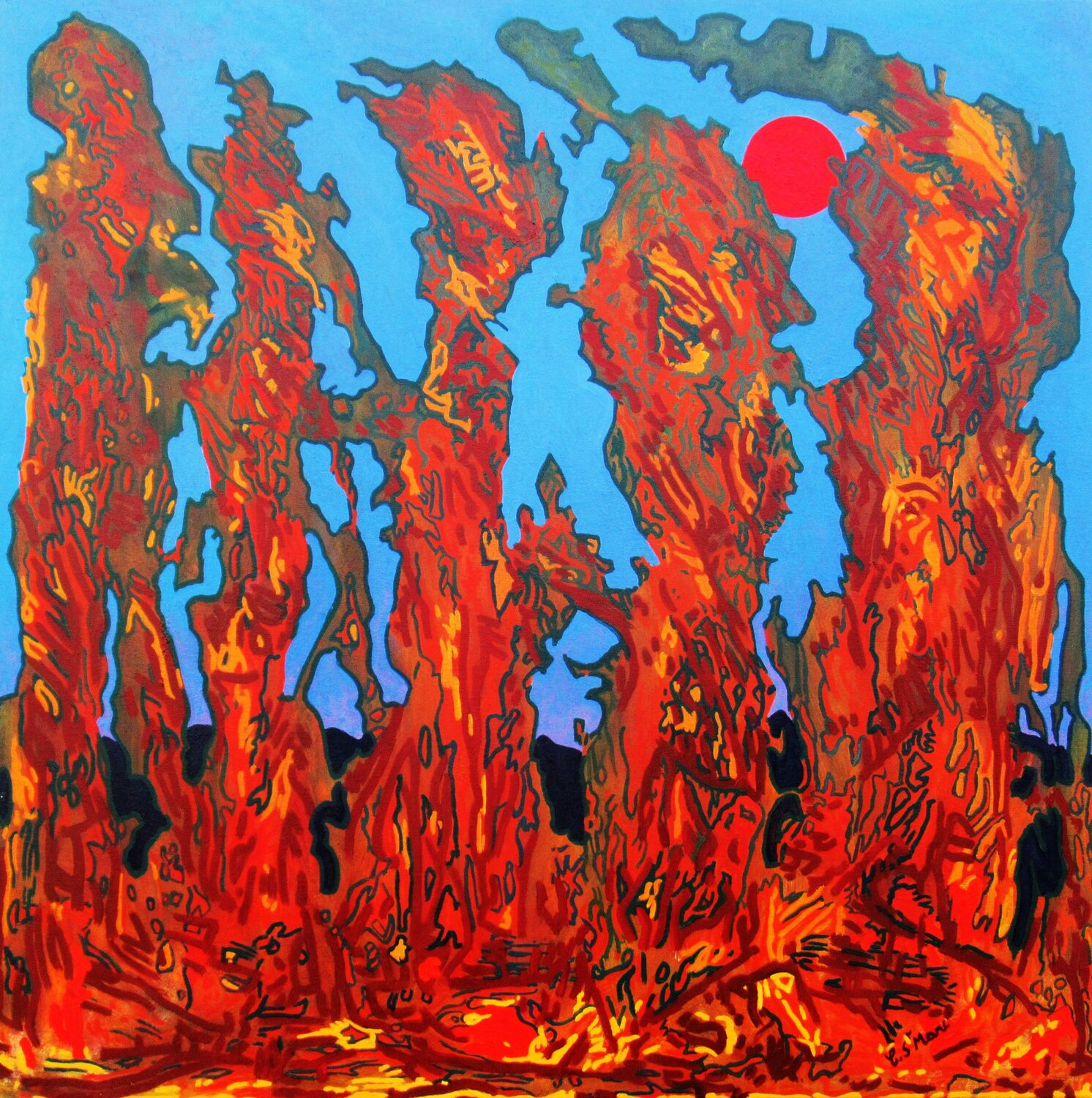 Transglobal relations Christian Saint Marc Original painting for sale