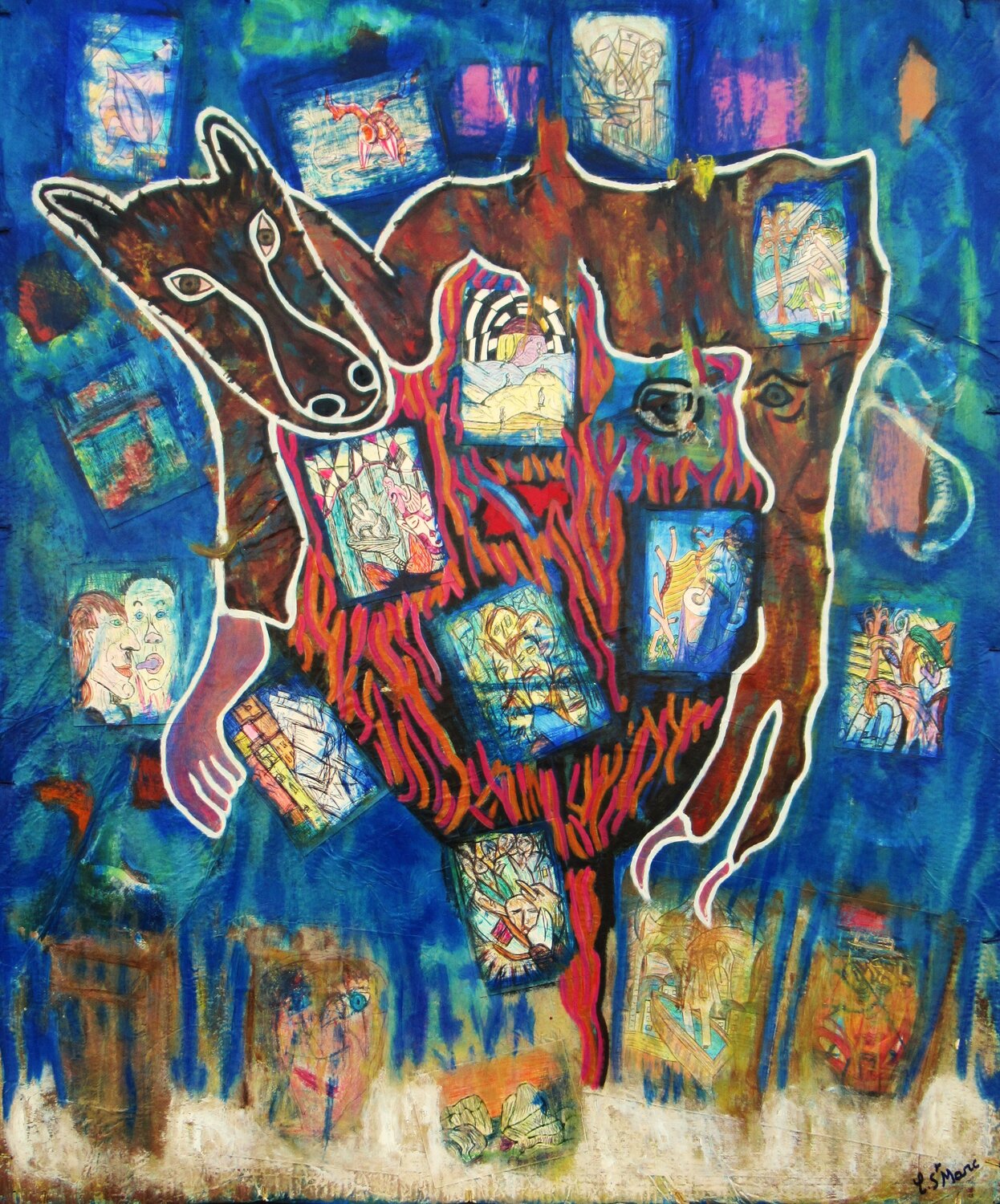 Kraft work Christian Saint Marc Original painting for sale