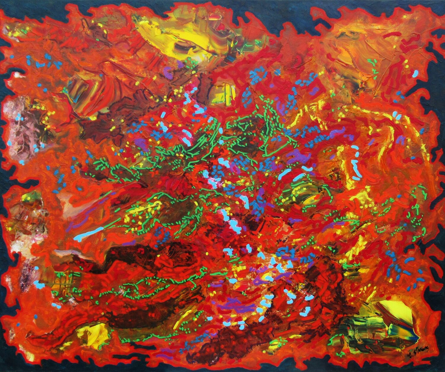 Réaction en chaîne Christian Saint Marc Original painting for sale