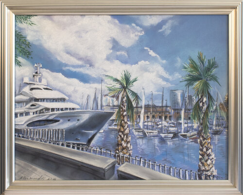 Barcelona Harbor by Anna Parhimovitš, Drawing for Sale on Select