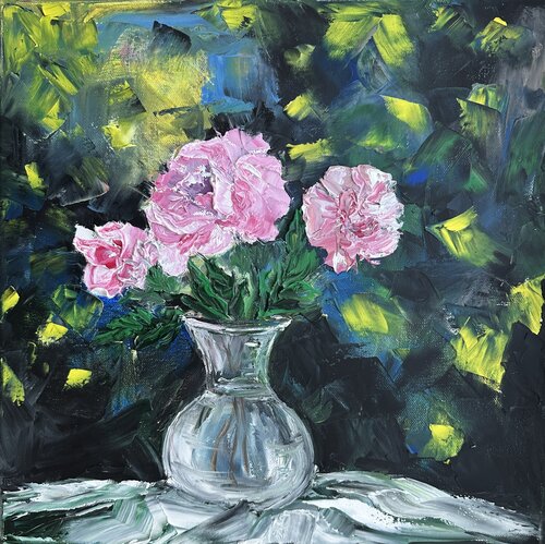 Wild Rose in the Reflection of Night by Anna Parhimovitš, Painting for Sale on Select