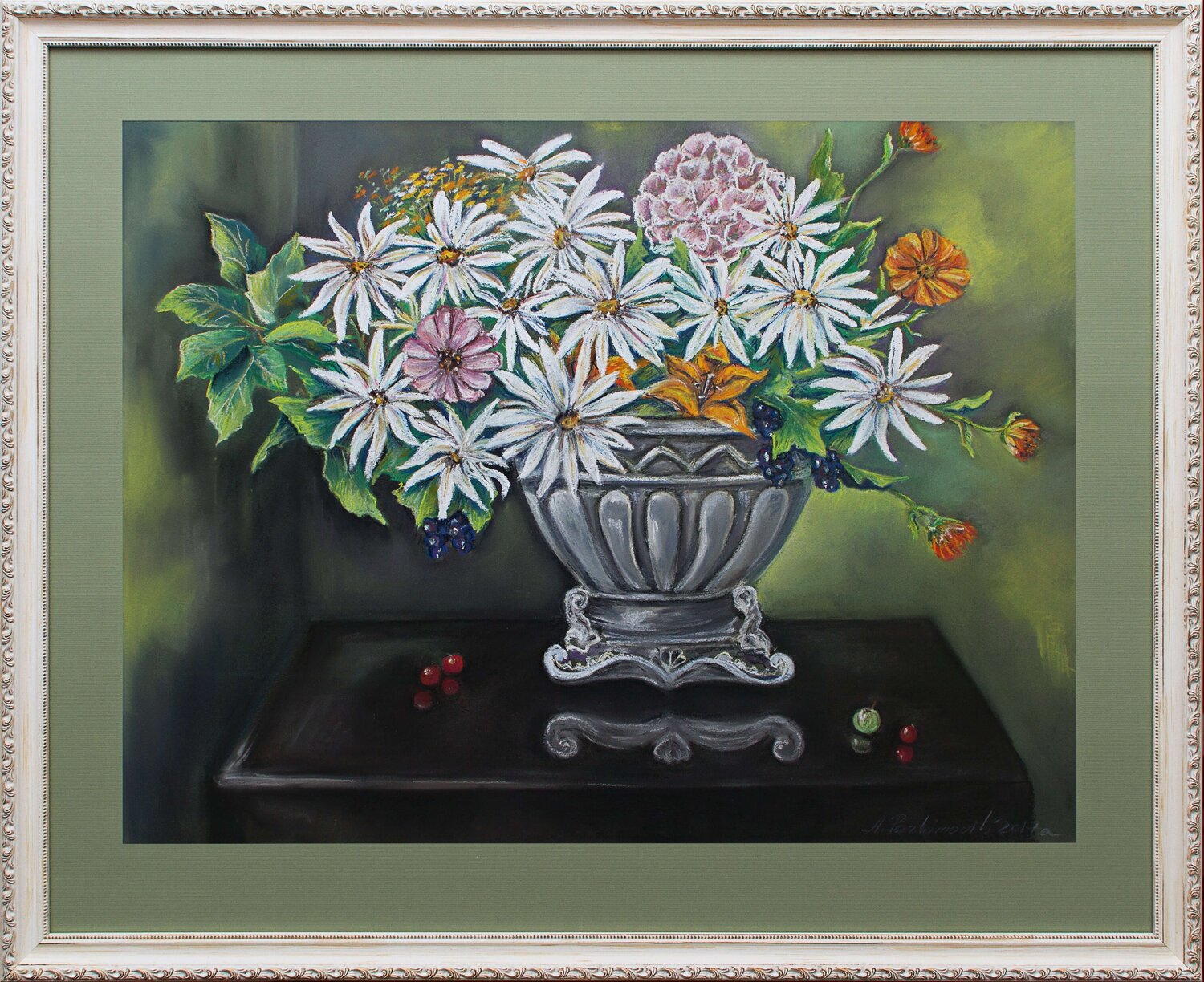 Summer Bouquet with Daisies Anna Parhimovitš Drawing for sale