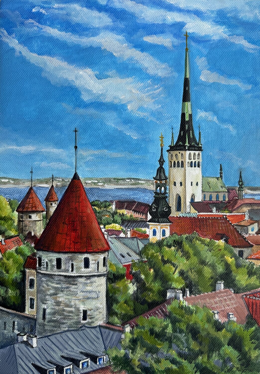The City of Wind and Towers Anna Parhimovitš Original painting for sale