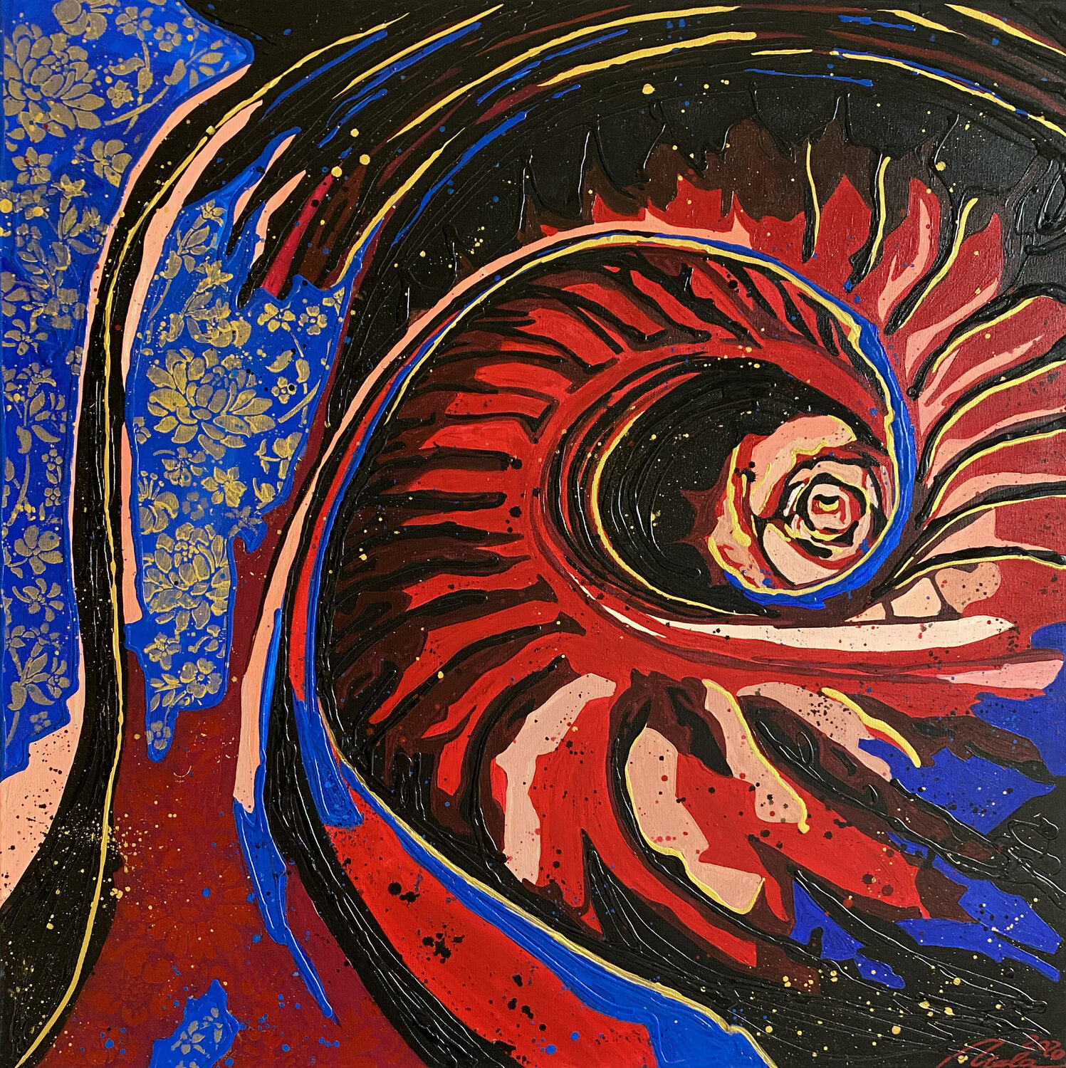 Weg nach unten Tel 13 (Feuerblume) Nadine Giehl Original painting for sale