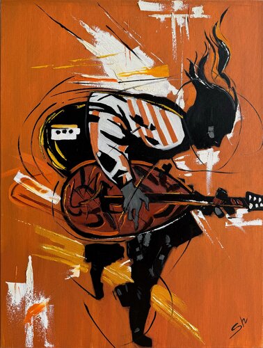 Jazz guitarist by Olga Shangina, Painting for Sale on Select