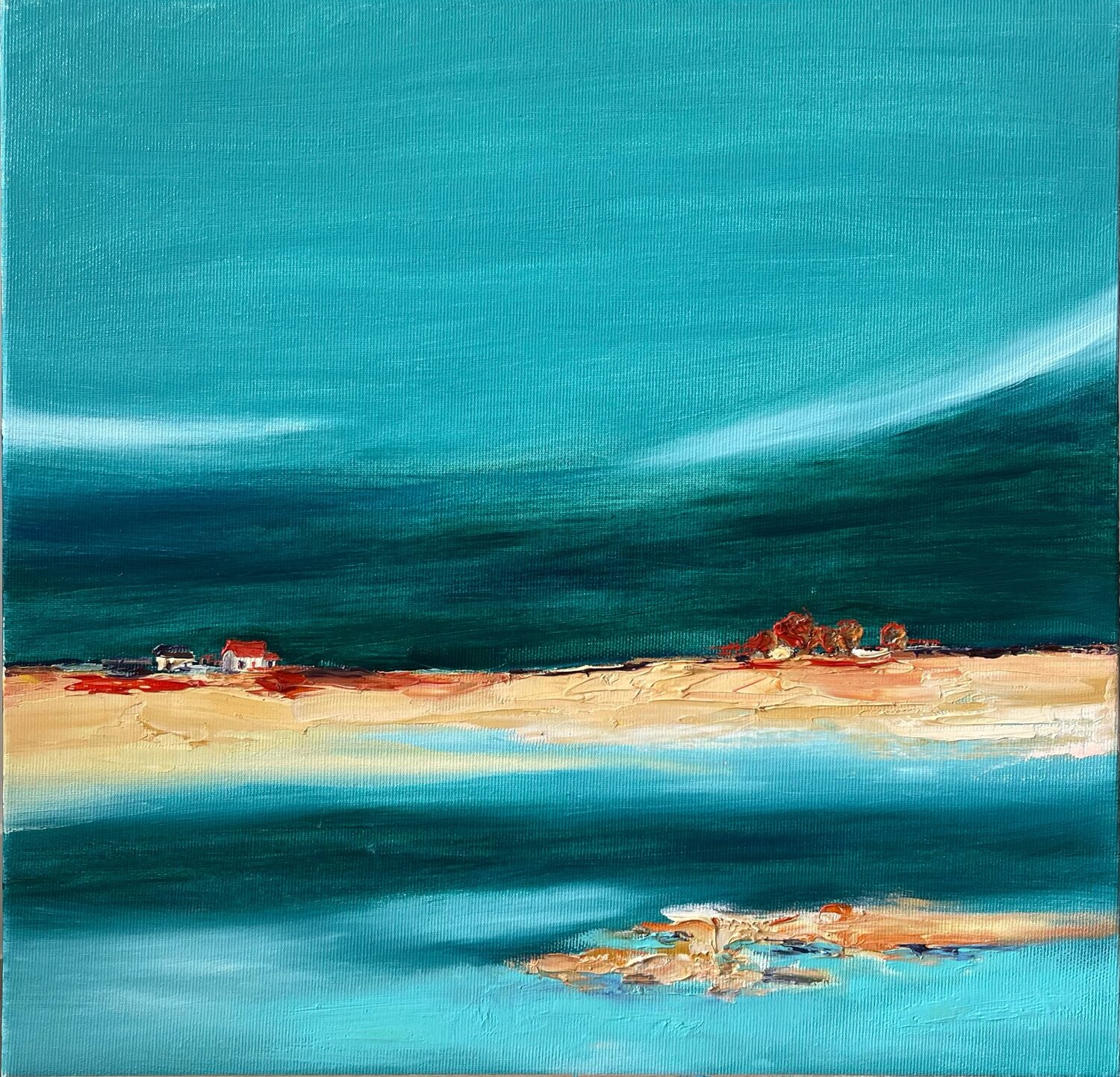 Turquoise landscape Olga Shangina Original painting for sale