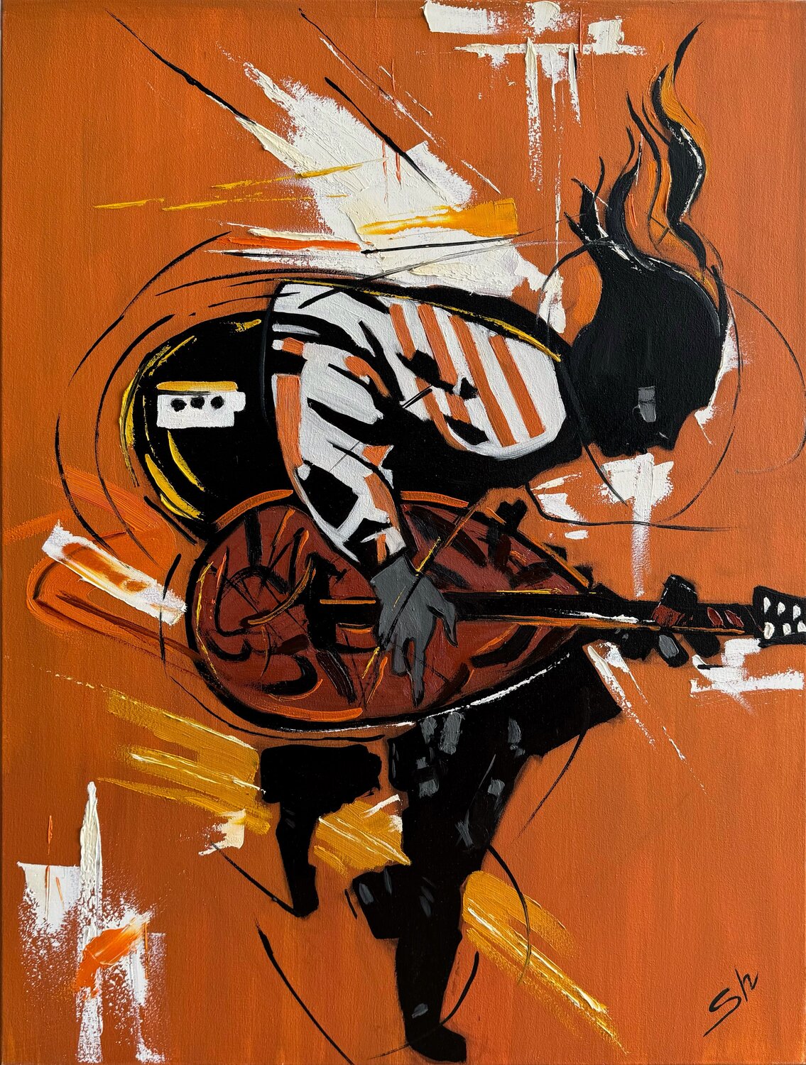 Jazz guitarist Olga Shangina Original painting for sale