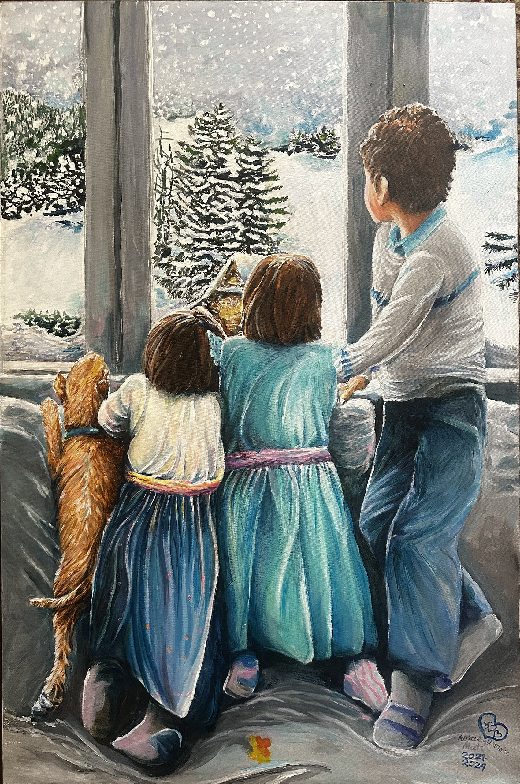 Children Embraced by the Magic of Snowfall