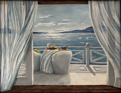 Fresh breeze by the waterfront by Maria Matic and Amarylismatic, Painting for Sale on Select