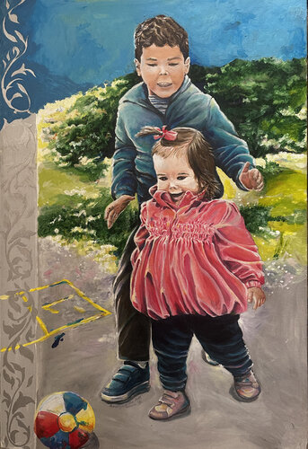 Children playing by Maria Matic and Amarylismatic, Painting for Sale on Select