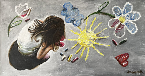 Playground asphalt as a canvas to express creativity by Maria Matic and Amarylismatic, Painting for Sale on Select