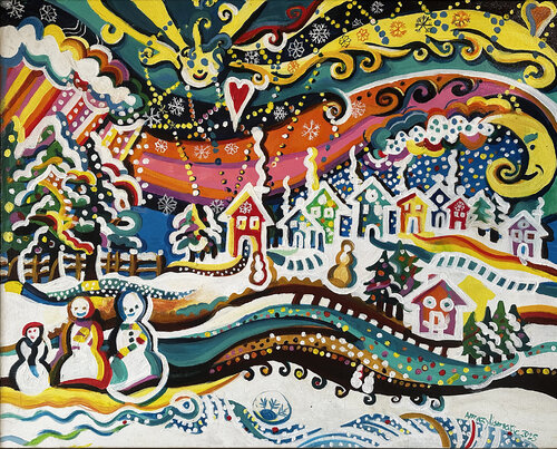 Magical Winter in the Neighborhood by Maria Matic and Amarylismatic, Painting for Sale on Select