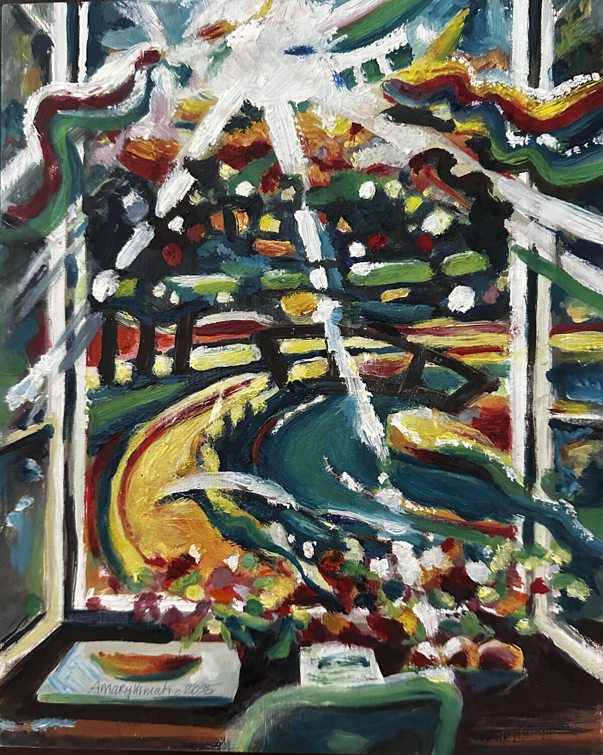 Home office view on a sunny day Maria Matic and Amarylismatic Original painting for sale