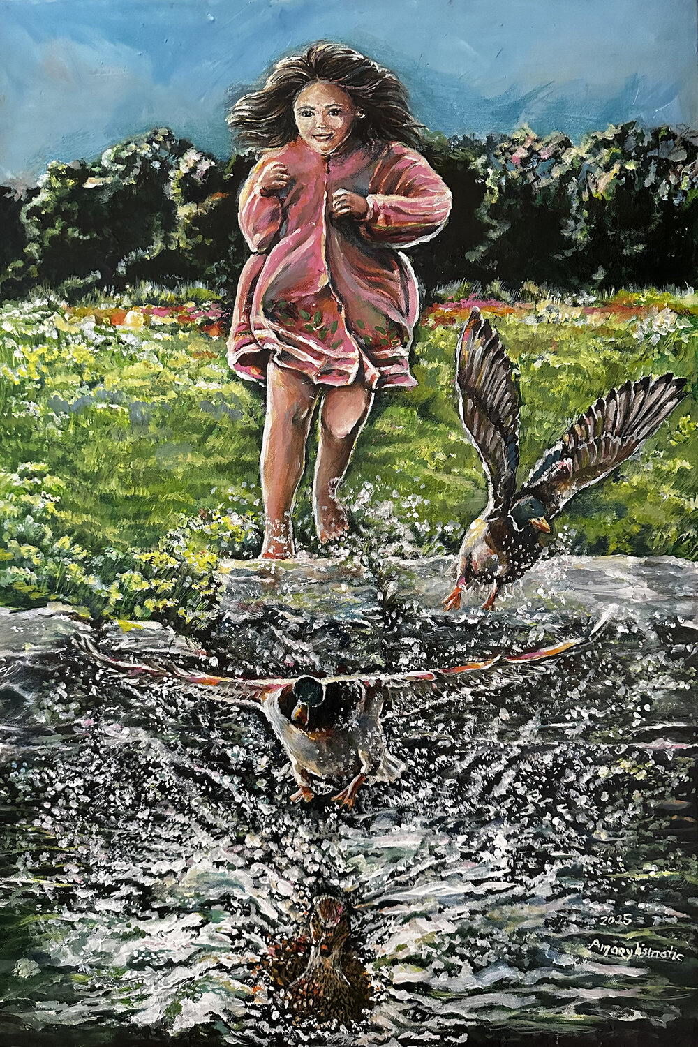 Who is faster? Maria Matic and Amarylismatic Original painting for sale