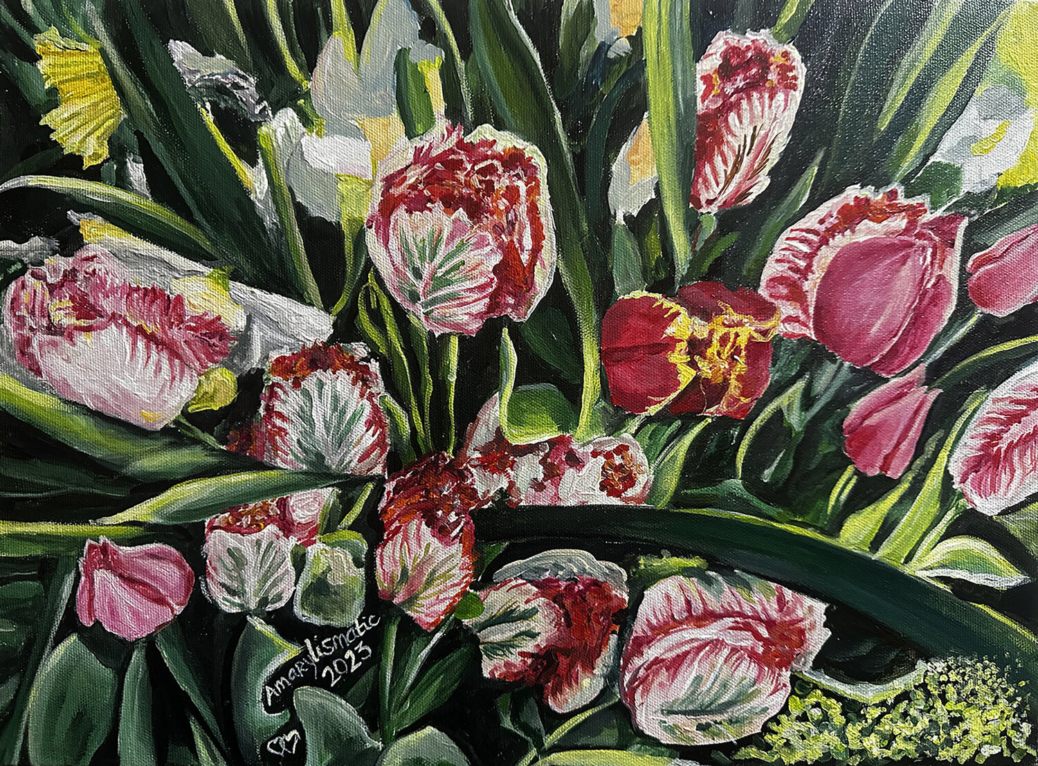 Tulips Maria Matic and Amarylismatic Original painting for sale