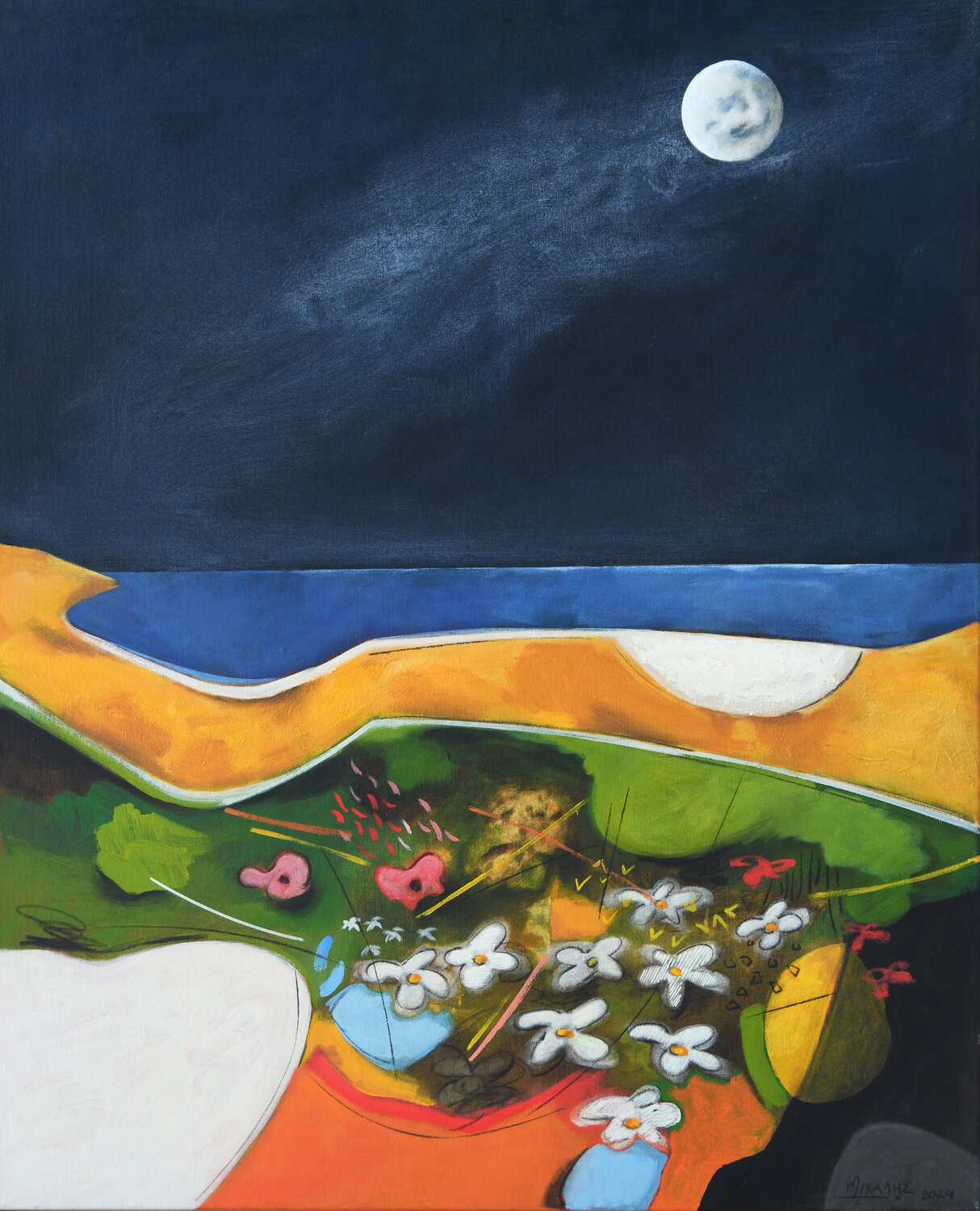 MIdnight Traveler Michalis Charalambides Original painting for sale
