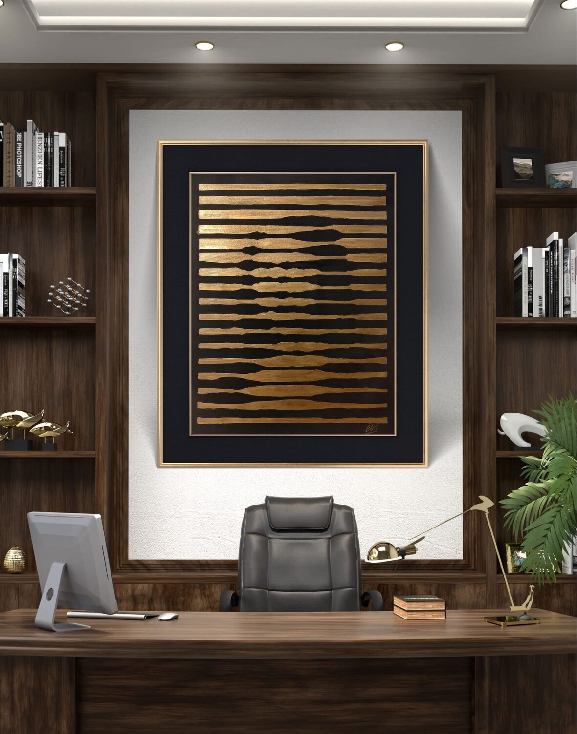 Gioconda Stripes Gold XL walter geraci Original painting for sale