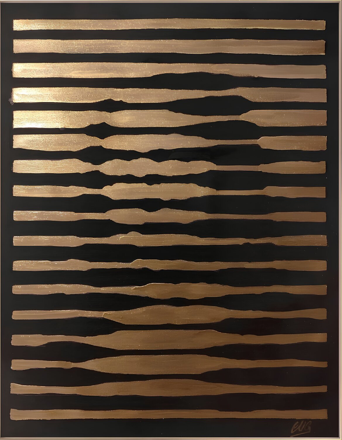Gioconda Stripes Gold walter geraci Original painting for sale
