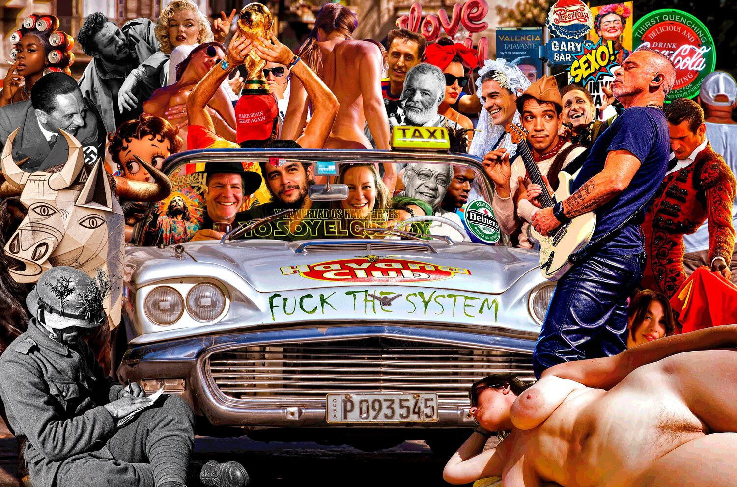Utopías de Paul Joseph Goebbels en tierras de Isabel la Católica - Formato XXL - Pop surrealismo. El Pop surrealista Ortega Original painting for sale