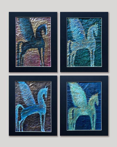 Totem. Horse (Set of 4 Works) by Marseille Grom, Painting for Sale on Select