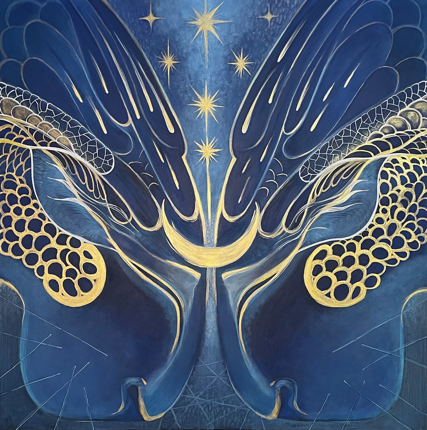 Leo & Lilu. Sapphire Blue Marseille Grom Original painting for sale
