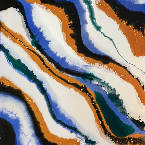 Golden Waves - Abstract 005 by Rafael Paiva, Painting for Sale on Select