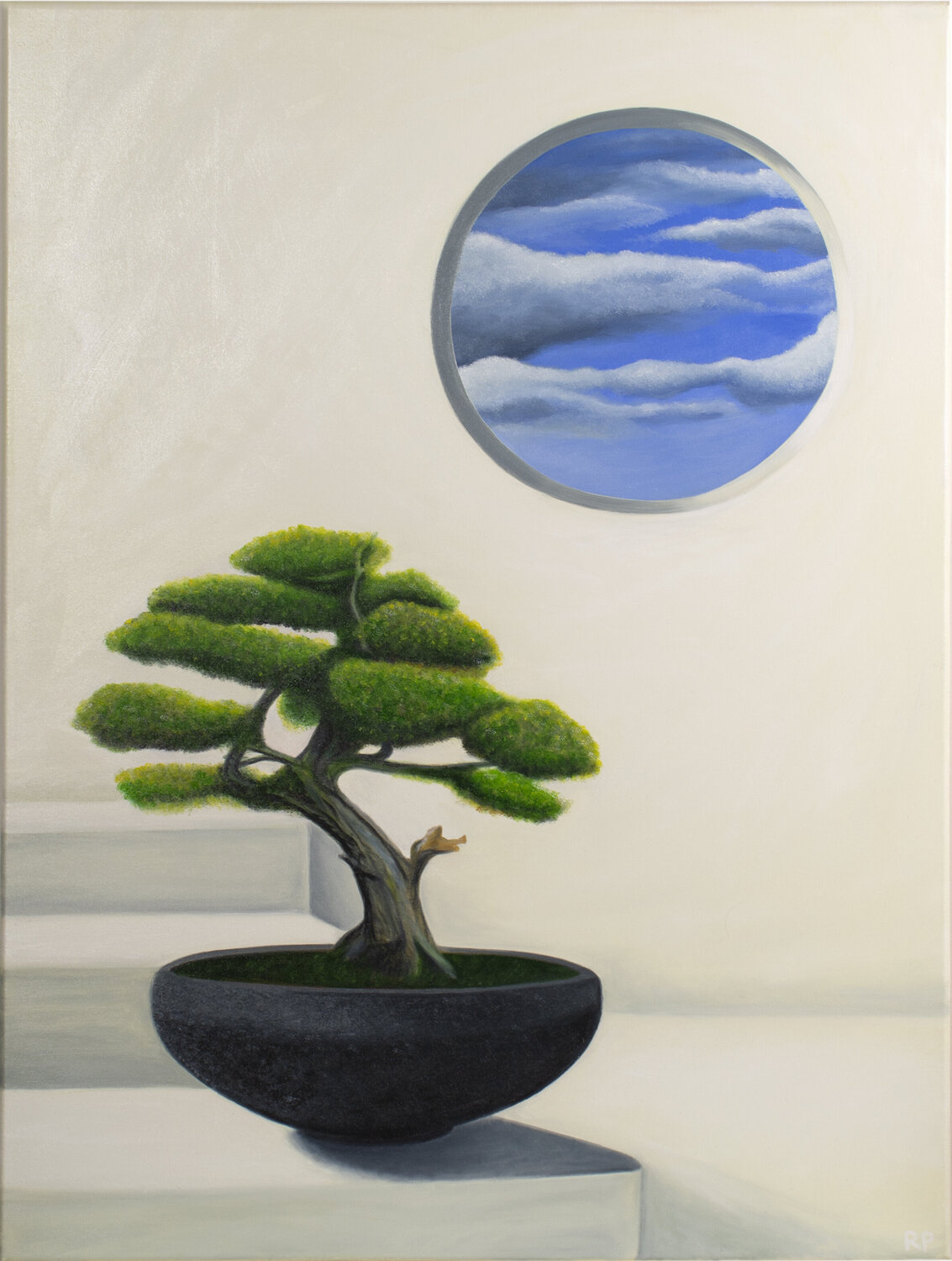 Bonsai by the window Rafael Paiva Original painting for sale