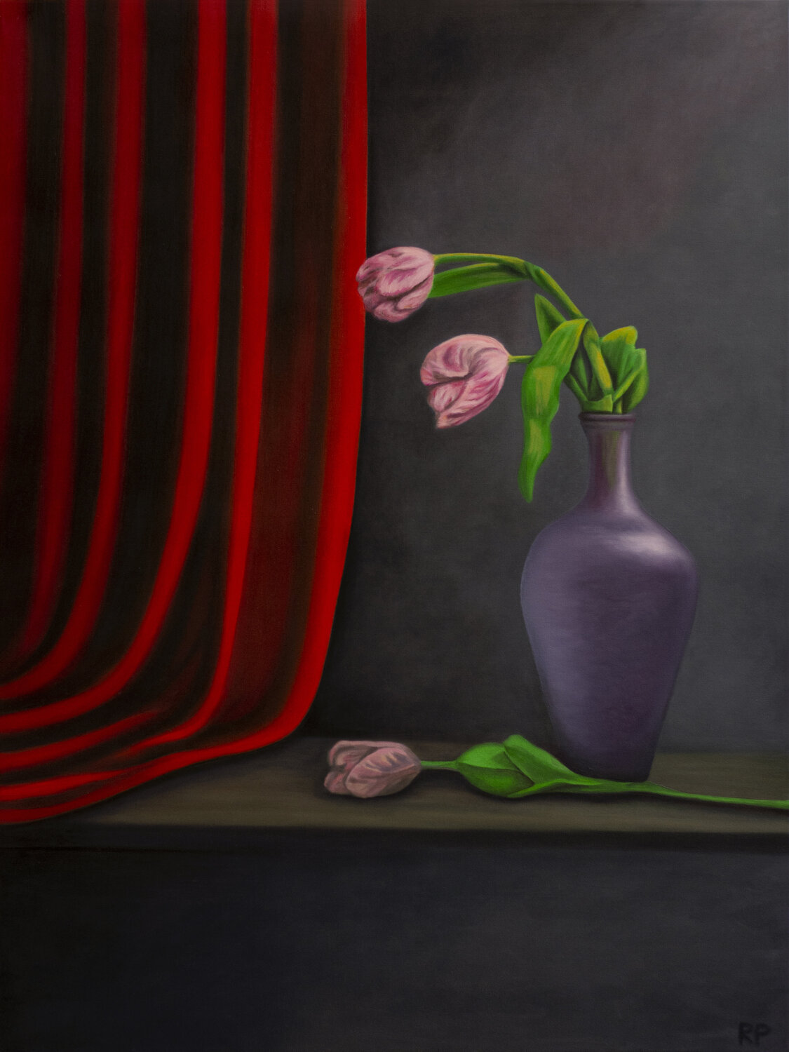 Flowers in the gray Rafael Paiva Original painting for sale