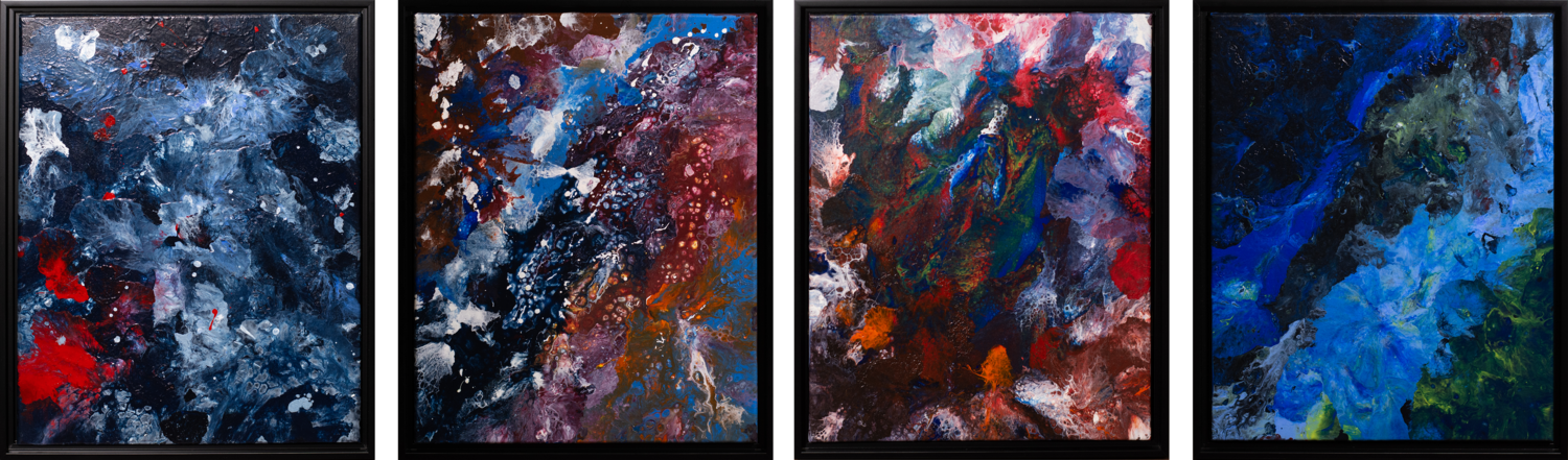 Micro Explosions - Set of 04 Rafael Paiva Original painting for sale
