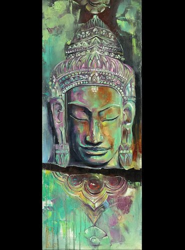 Colorful inspired by Angkor Wat by Petko Dzhelebov, Painting for Sale on Select