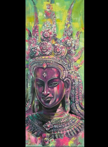 Khmer Apsara inspired by Angkor Wat by Petko Dzhelebov, Painting for Sale on Select