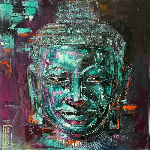 Green Buddha by Petko Dzhelebov, Painting for Sale on Select