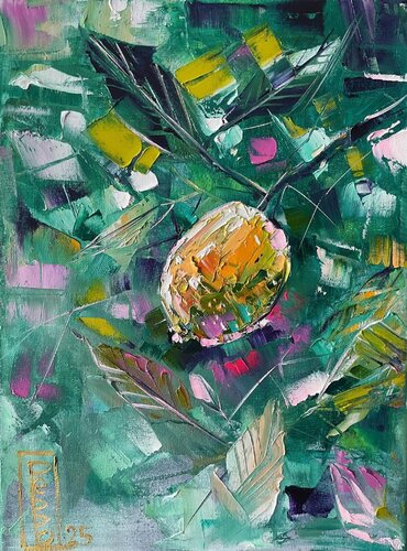 Abstract lonely lemon by Petko Dzhelebov, Painting for Sale on Select