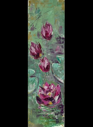 Lotus flowers by Petko Dzhelebov, Painting for Sale on Select