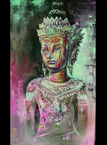 Purple Buddha by Petko Dzhelebov, Painting for Sale on Select