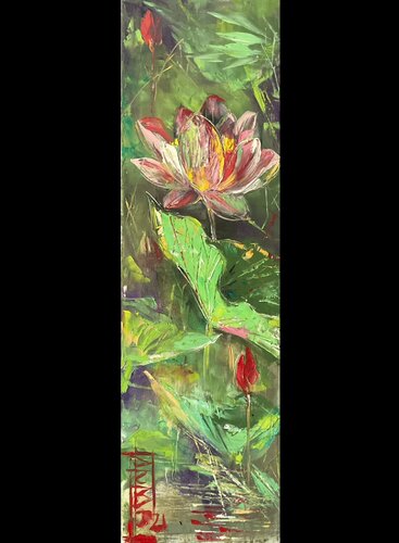 Lotus flowers by Petko Dzhelebov, Painting for Sale on Select
