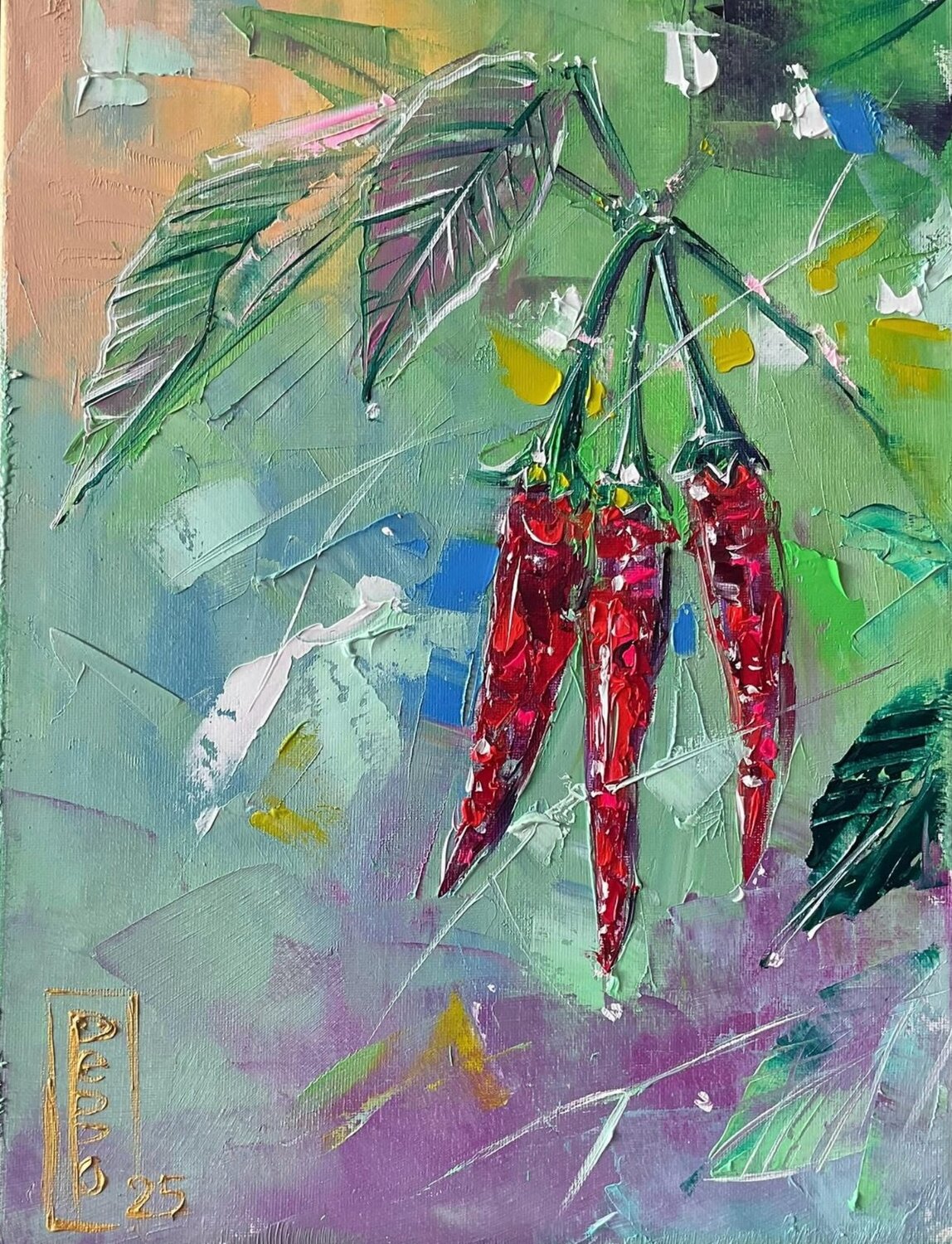Red hot chilli peppers Petko Dzhelebov Original painting for sale
