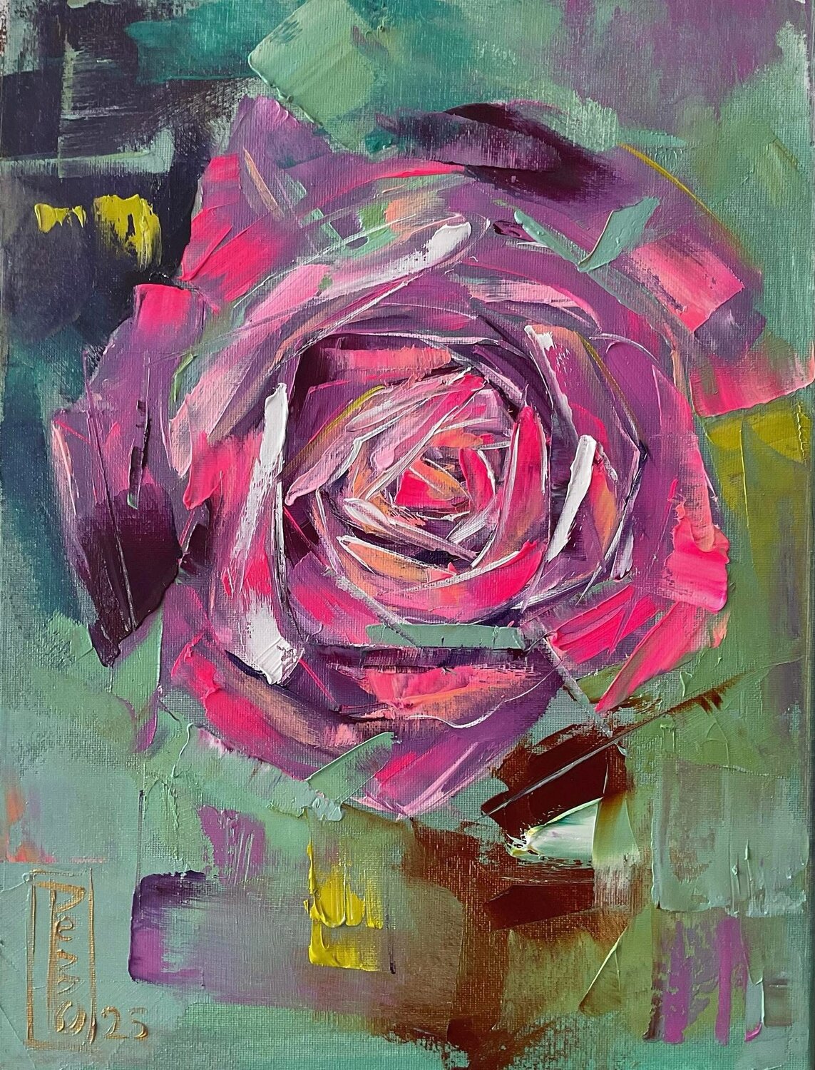 Abstract rose Petko Dzhelebov Original painting for sale