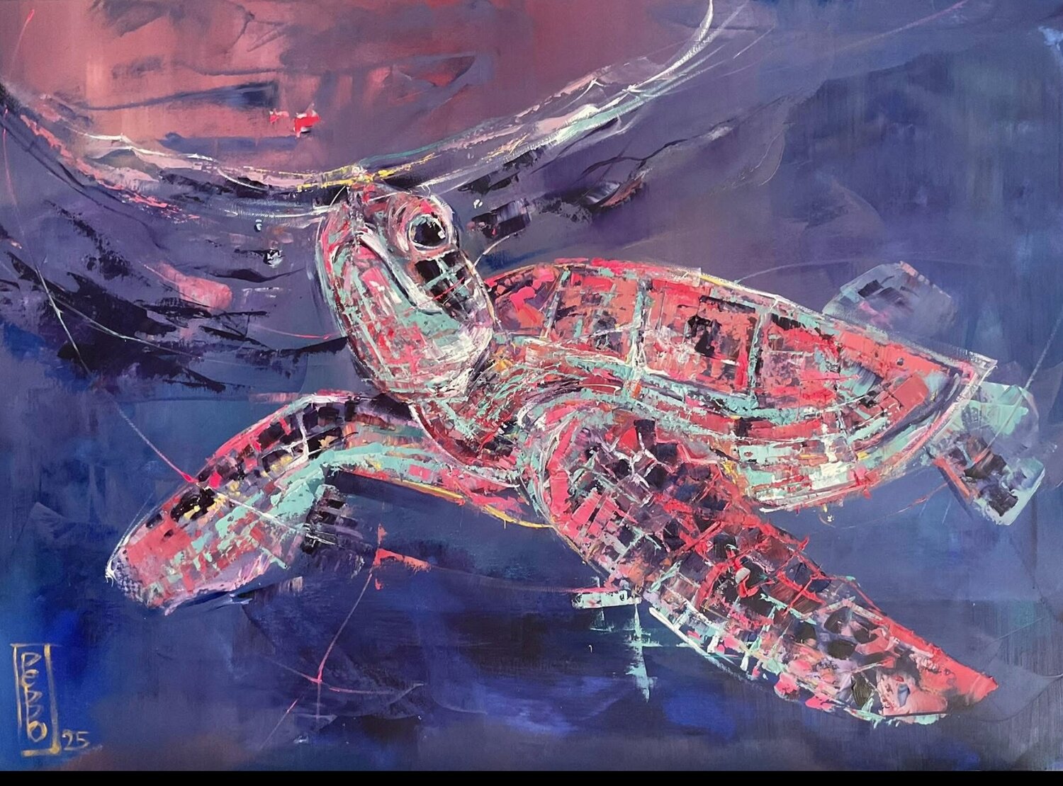 Abstract Sea turtle Petko Dzhelebov Original painting for sale