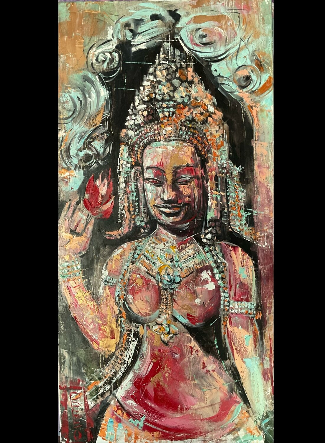 Khmer Apsara Petko Dzhelebov Original painting for sale