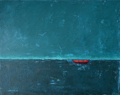 Red canoe by Nataliia Zevaikina, Painting for Sale on Select