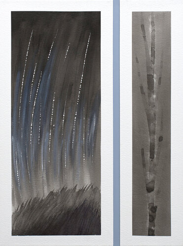 Birches and abstract by Gabriele Casale, Painting for Sale on Select