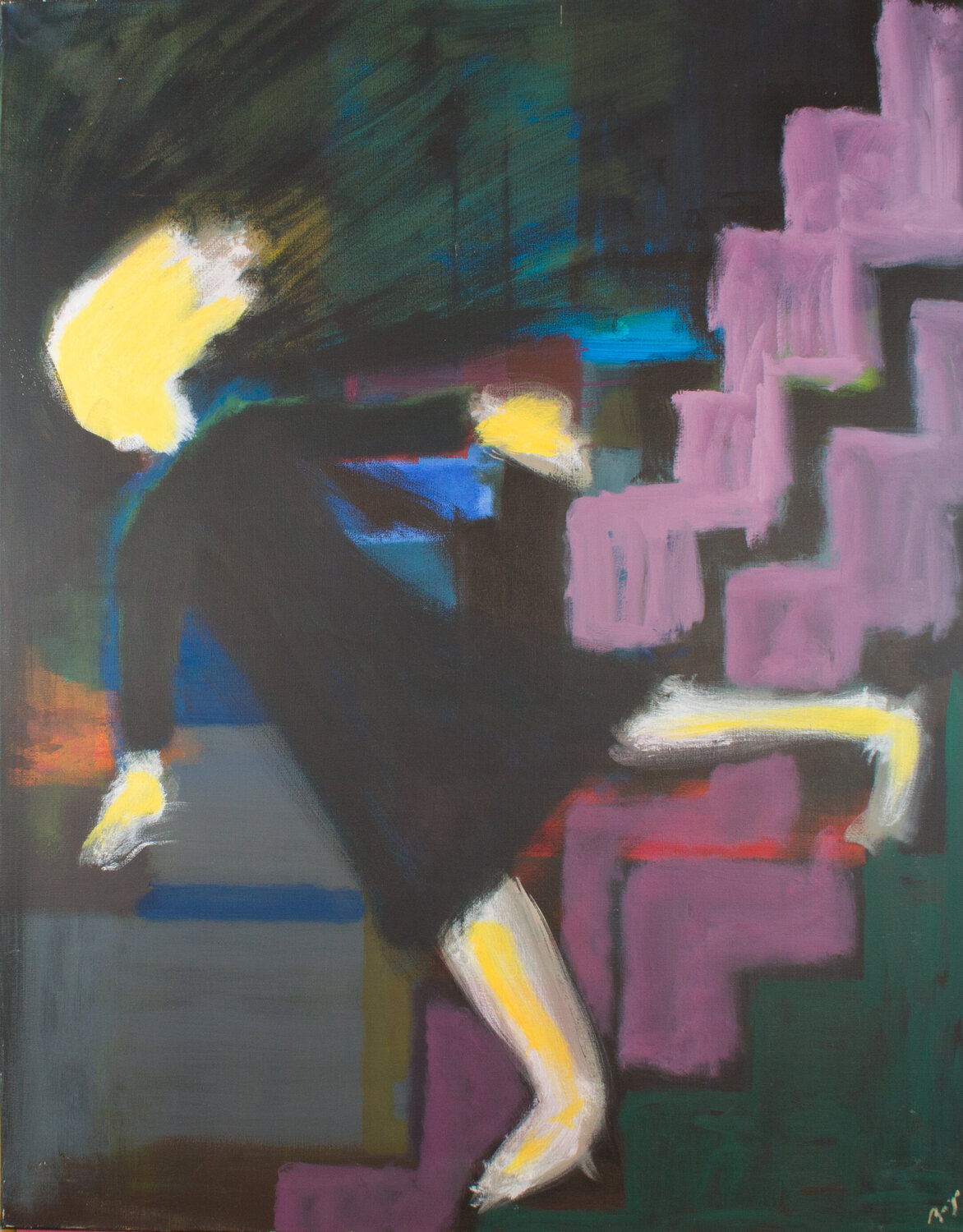 Femme à l'escalier n°3 Jean-Yves Benzi Original painting for sale
